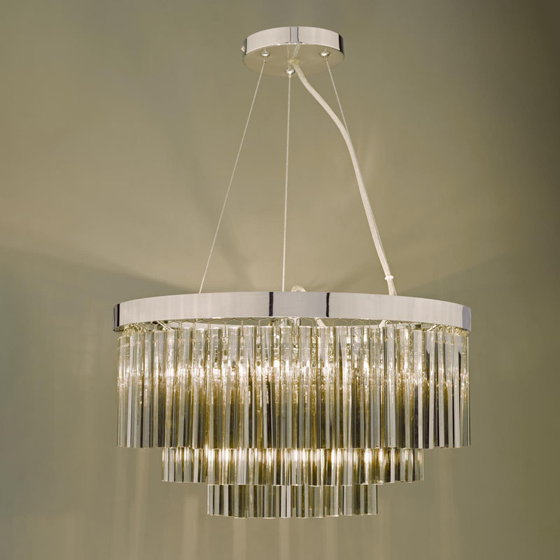 Dar Lighting Giovana 5 Light Pendant Polished Chrome & Smoked Glass • GIO0510