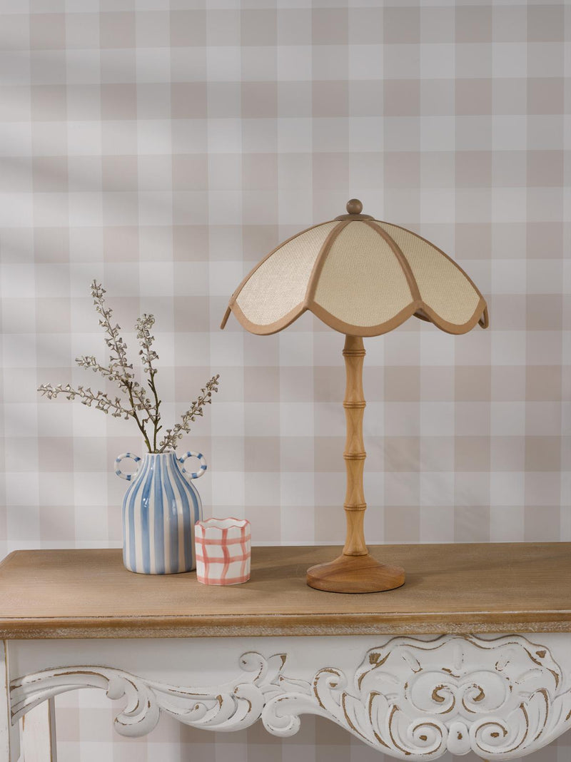 Dar Lighting Giuliana 2 Light Table Lamp Wood with Rattan Shade • GIU4229