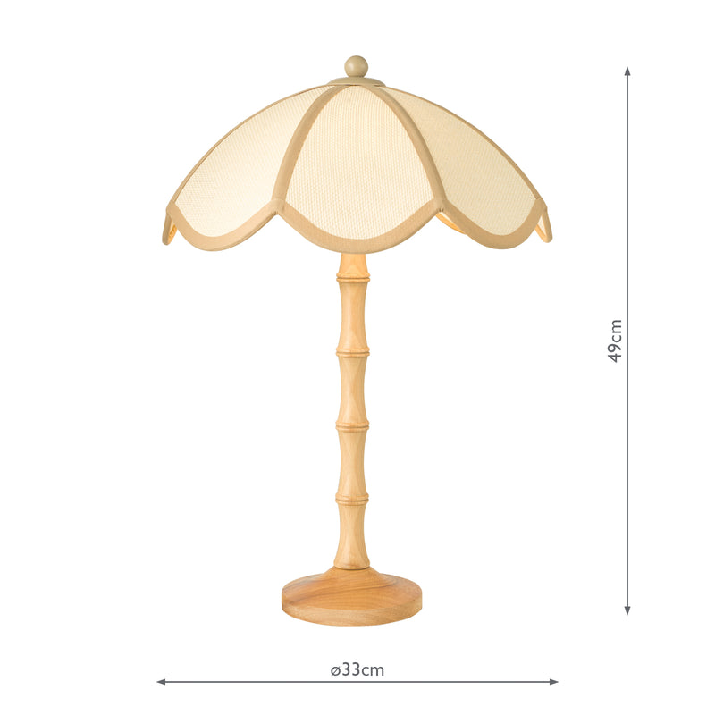 Dar Lighting Giuliana 2 Light Table Lamp Wood with Rattan Shade • GIU4229