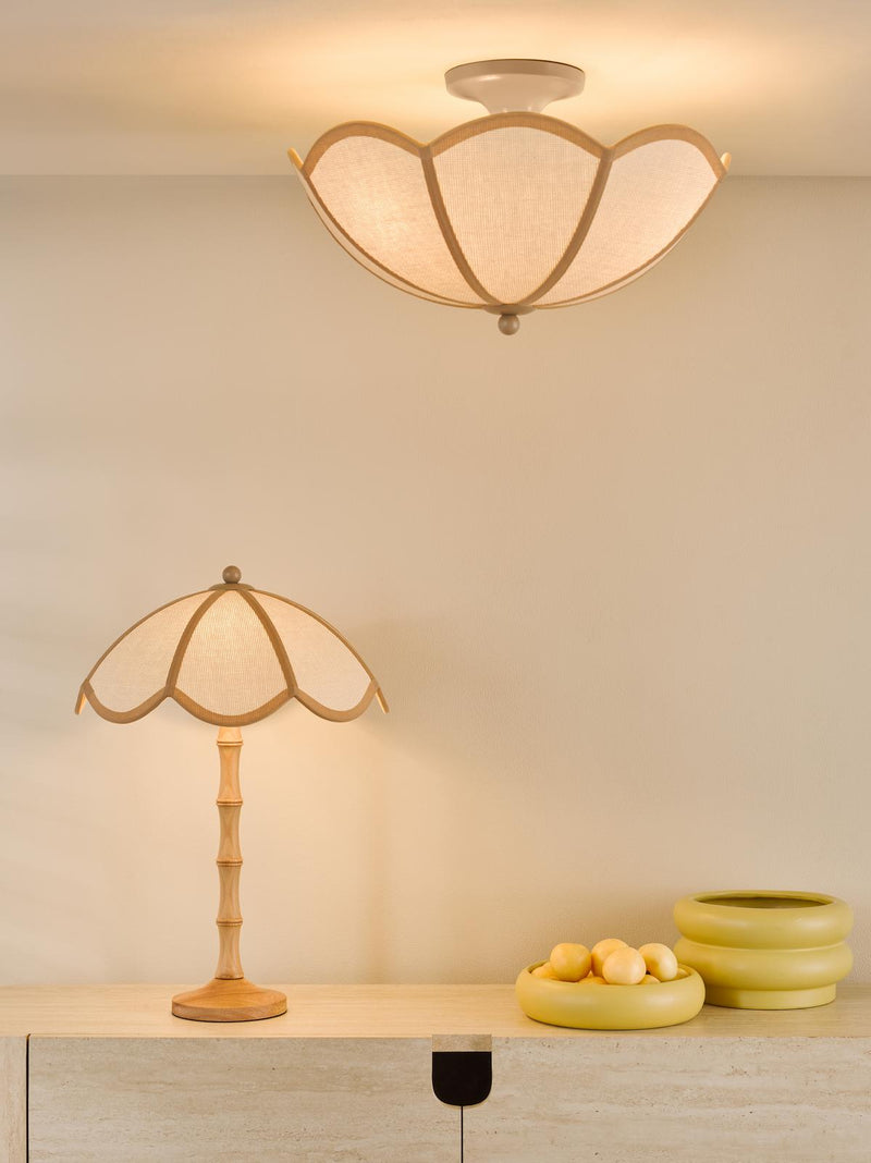 Dar Lighting Giuliana 3 Light Semi-Flush Rattan and Satin Taupe • GIU5329