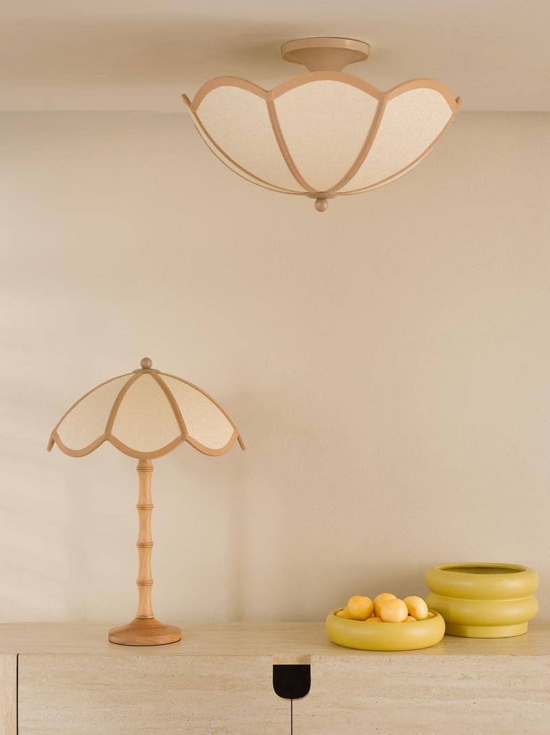 Dar Lighting Giuliana 3 Light Semi-Flush Rattan and Satin Taupe • GIU5329