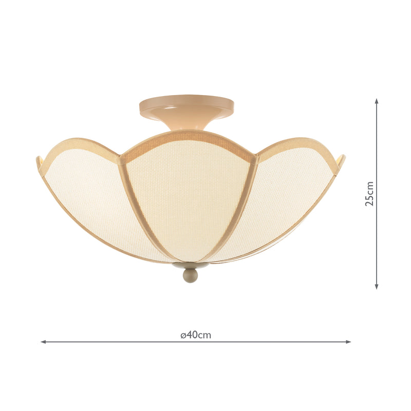 Dar Lighting Giuliana 3 Light Semi-Flush Rattan and Satin Taupe • GIU5329
