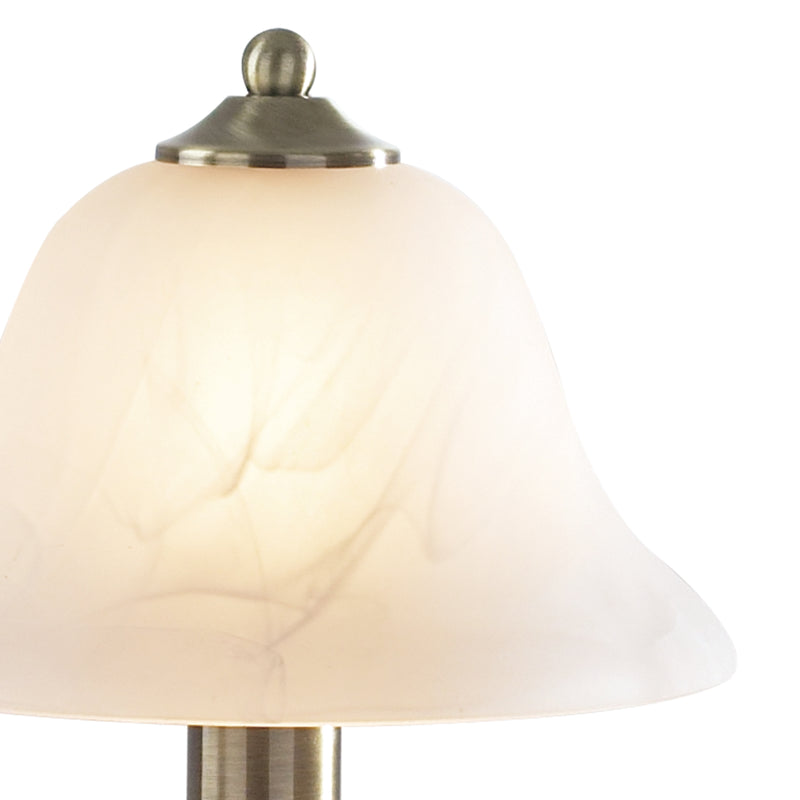 Dar Lighting Gloucester Touch Table Lamp Antique Brass & Glass Shade - Twin Pack • GLO4075