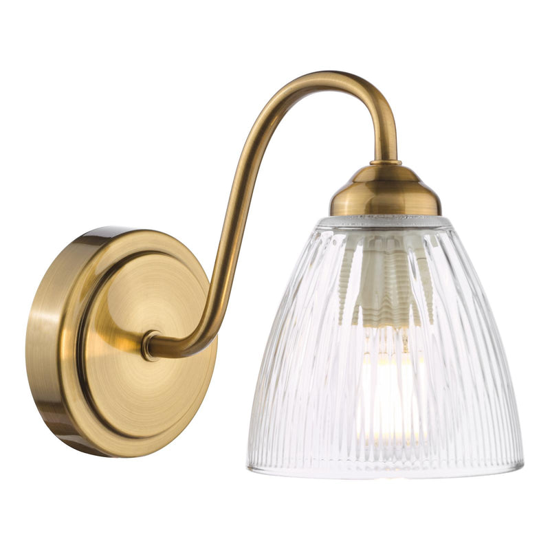 Dar Lighting Glynis Wall Light Antique Bronze and Ribbed Glass • GLY0763