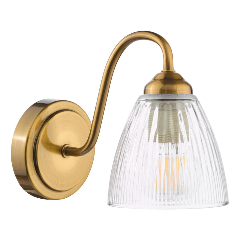 Dar Lighting Glynis Wall Light Antique Bronze and Ribbed Glass • GLY0763