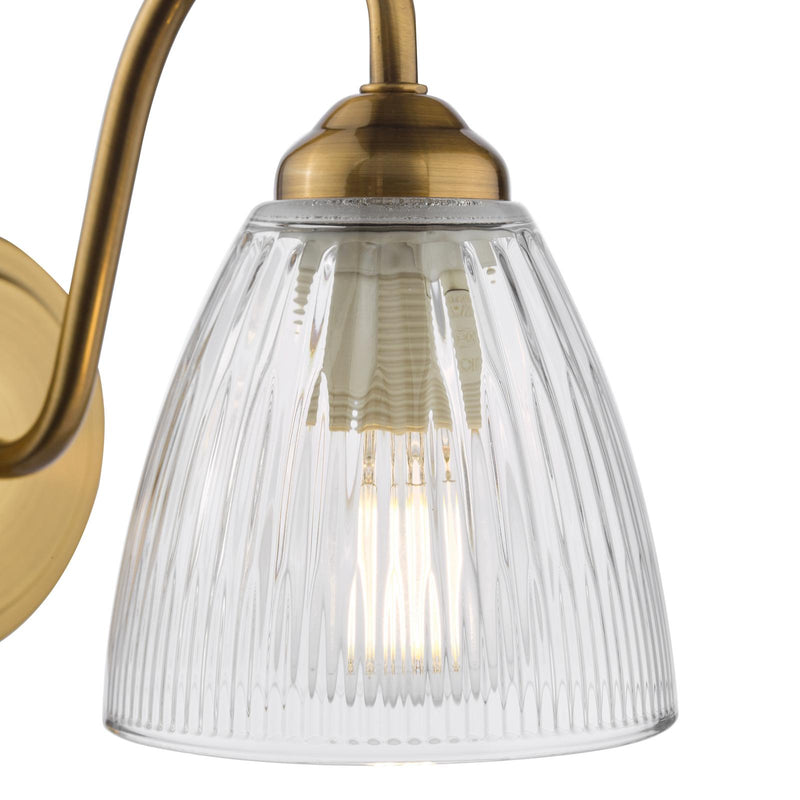 Dar Lighting Glynis Wall Light Antique Bronze and Ribbed Glass • GLY0763