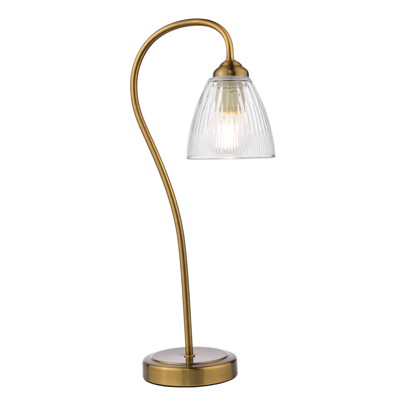 Dar Lighting Glynis Table Lamp Antique Bronze and Ribbed Glass • GLY4263