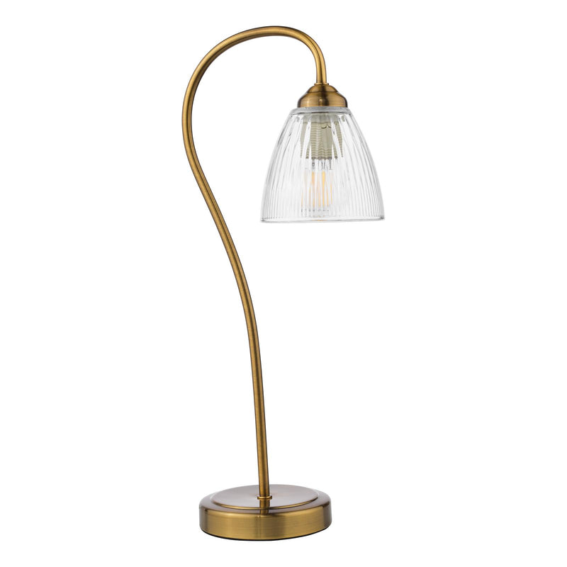 Dar Lighting Glynis Table Lamp Antique Bronze and Ribbed Glass • GLY4263