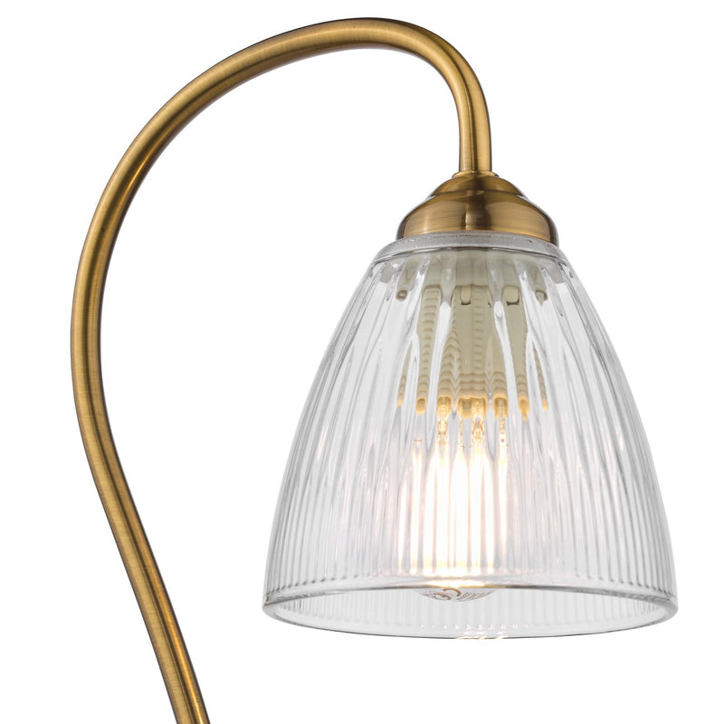 Dar Lighting Glynis Table Lamp Antique Bronze and Ribbed Glass • GLY4263