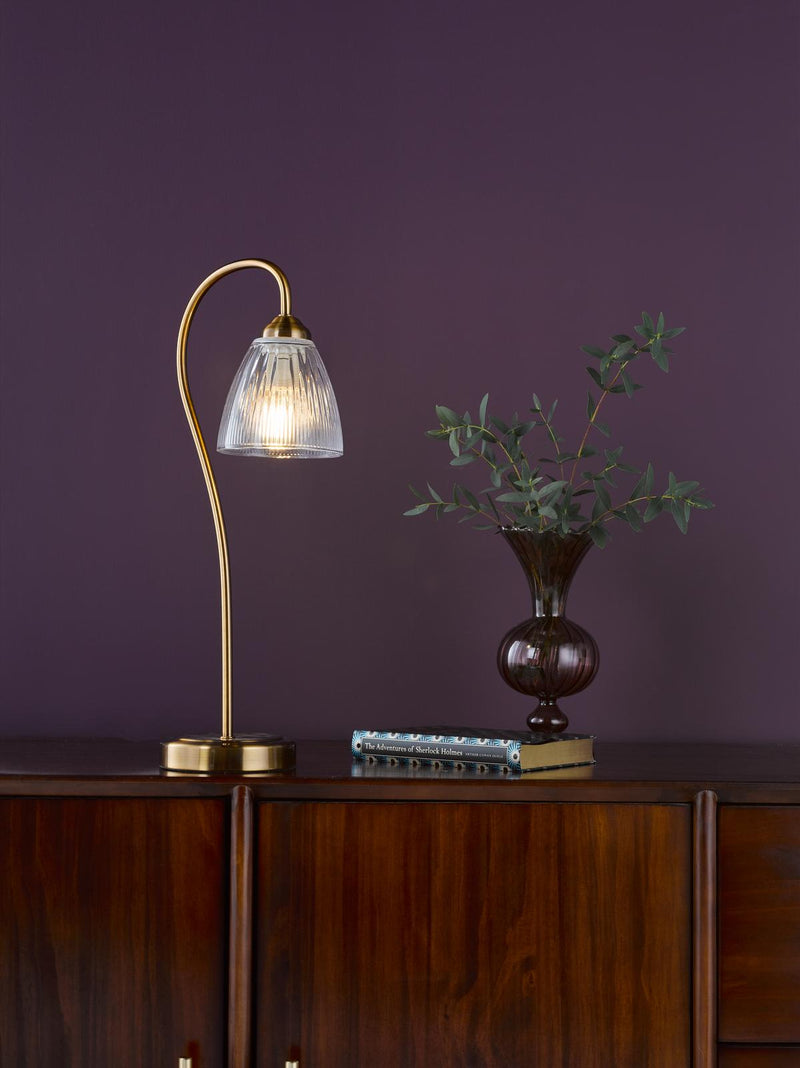 Dar Lighting Glynis Table Lamp Antique Bronze and Ribbed Glass • GLY4263