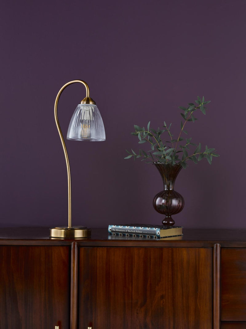 Dar Lighting Glynis Table Lamp Antique Bronze and Ribbed Glass • GLY4263