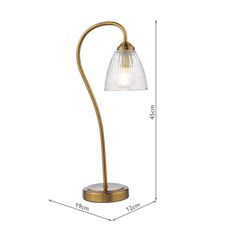 Dar Lighting Glynis Table Lamp Antique Bronze and Ribbed Glass • GLY4263
