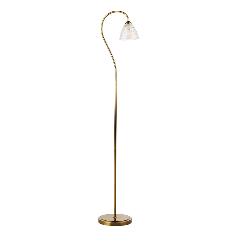 Dar Lighting Glynis Floor Lamp Antique Bronze and Ribbed Glass • GLY4963