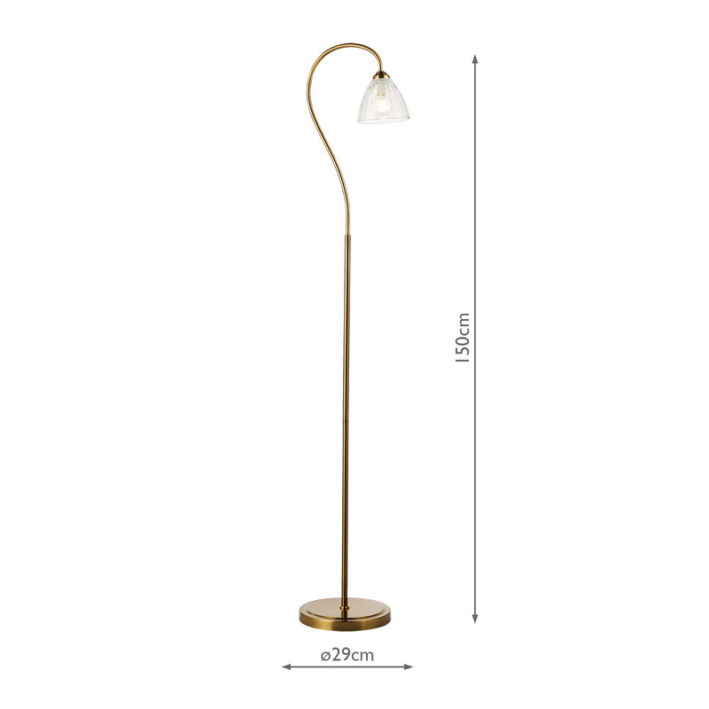 Dar Lighting Glynis Floor Lamp Antique Bronze and Ribbed Glass • GLY4963