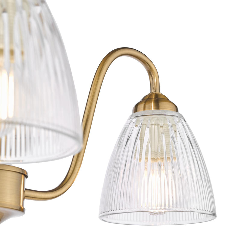 Dar Lighting Glynis 3 Light Semi-Flush Antique Bronze and Ribbed Glass • GLY5363