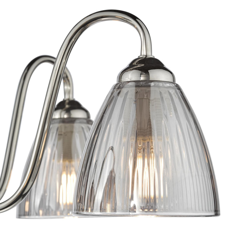 Dar Lighting Glynis 5 Light Semi-Flush Polished Nickel and Smoked Ribbed Glass • GLY5438