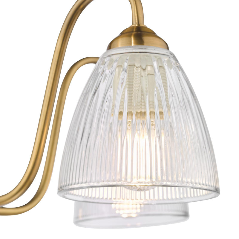 Dar Lighting Glynis 5 Light Semi-Flush Antique Bronze and Ribbed Glass • GLY5463