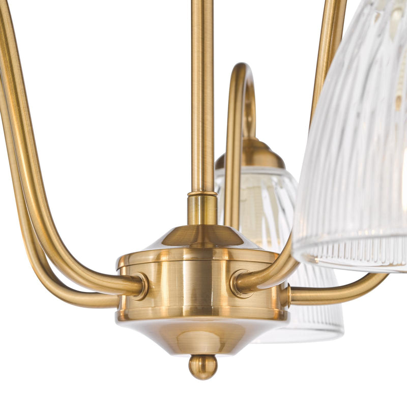 Dar Lighting Glynis 5 Light Semi-Flush Antique Bronze and Ribbed Glass • GLY5463
