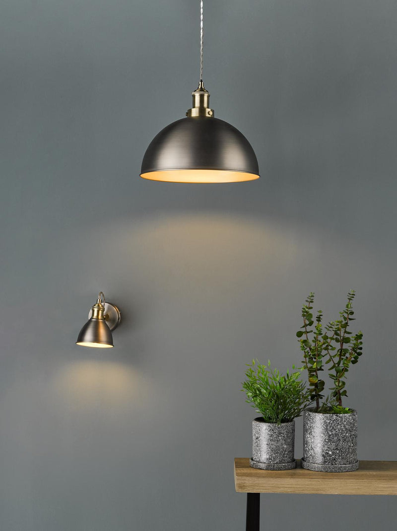 Dar Lighting Governor Pendant Antique Chrome Antique Brass • GOV0161