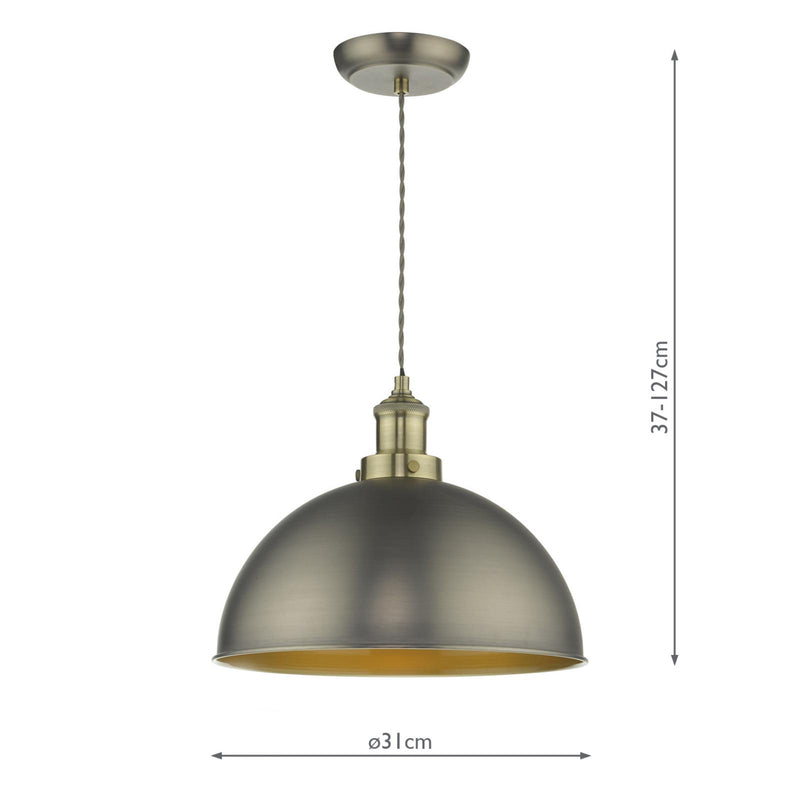 Dar Lighting Governor Pendant Antique Chrome Antique Brass • GOV0161