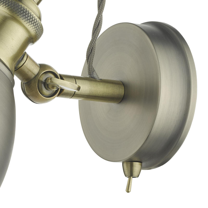 Dar Lighting Governor Single Wall Spotlight Antique Chrome & Brass • GOV0761