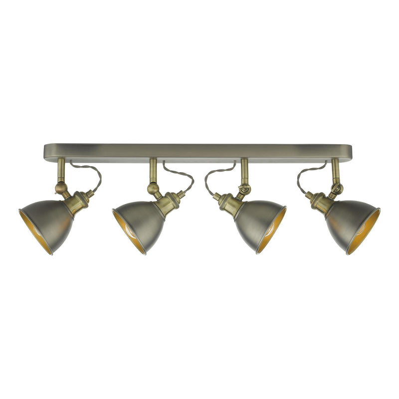 Dar Lighting Governor 4 Light Bar Spotlight Antique Chrome Antique Brass • GOV8461