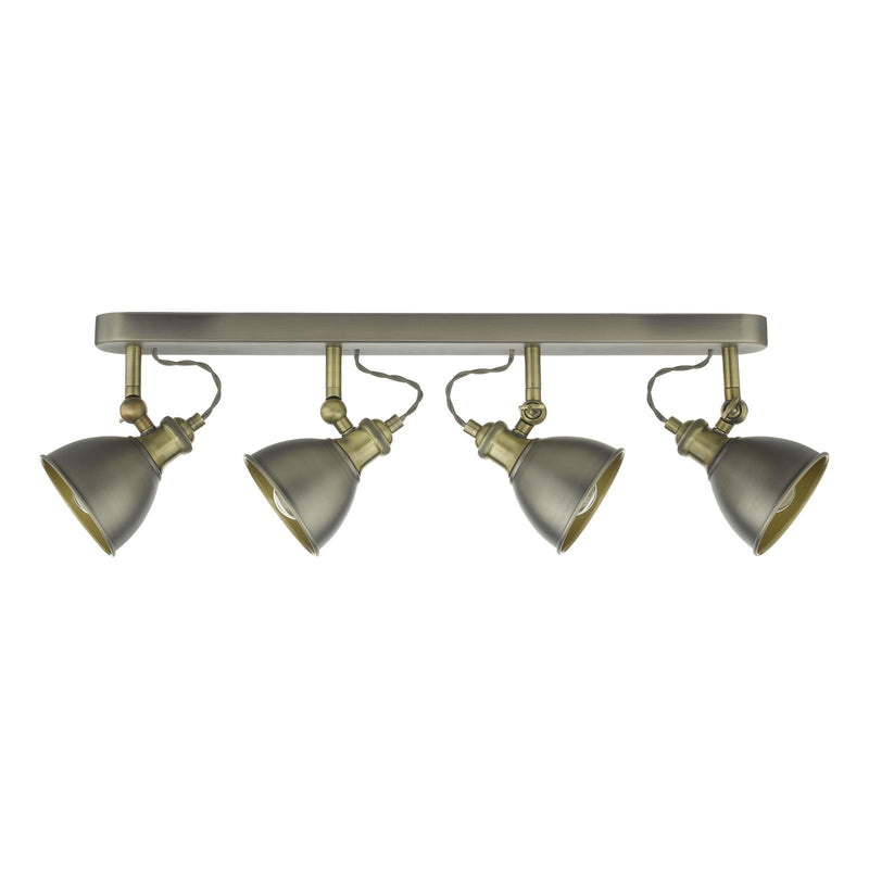 Dar Lighting Governor 4 Light Bar Spotlight Antique Chrome Antique Brass • GOV8461
