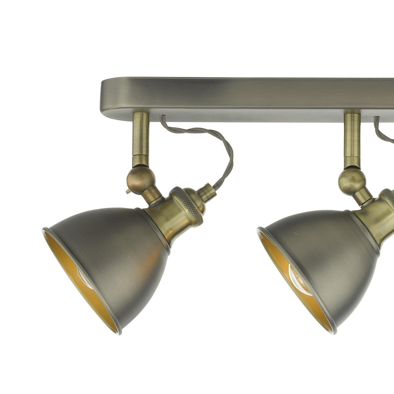 Dar Lighting Governor 4 Light Bar Spotlight Antique Chrome Antique Brass • GOV8461