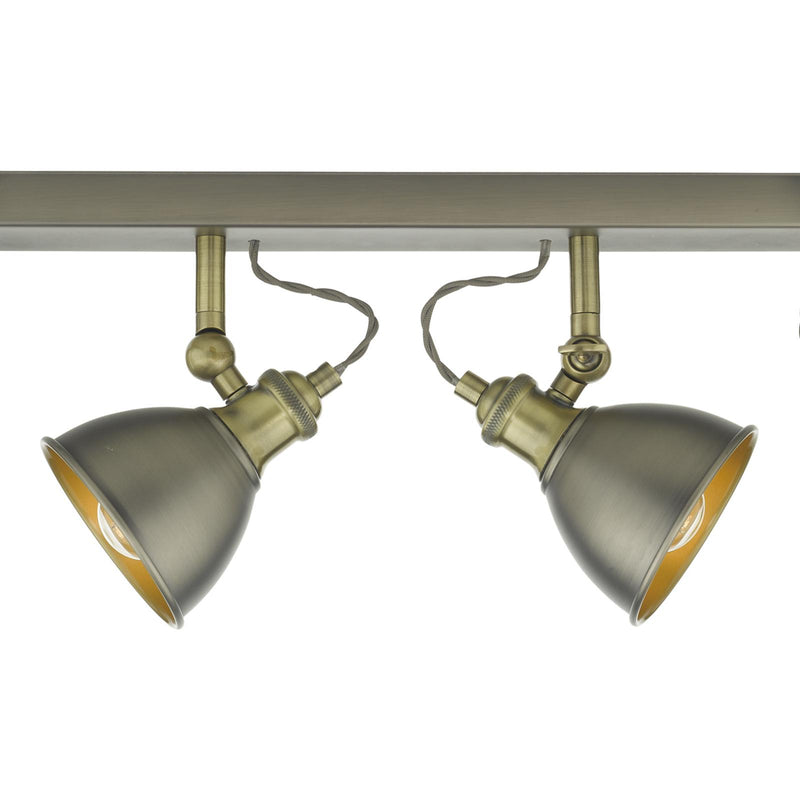 Dar Lighting Governor 4 Light Bar Spotlight Antique Chrome Antique Brass • GOV8461