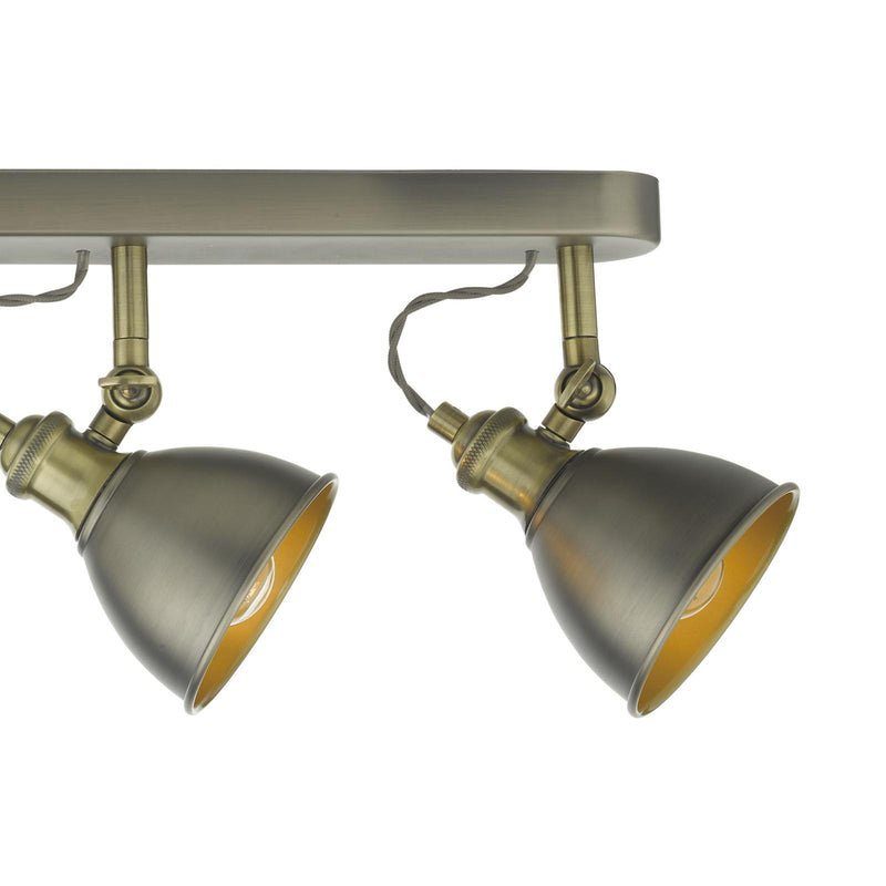 Dar Lighting Governor 4 Light Bar Spotlight Antique Chrome Antique Brass • GOV8461
