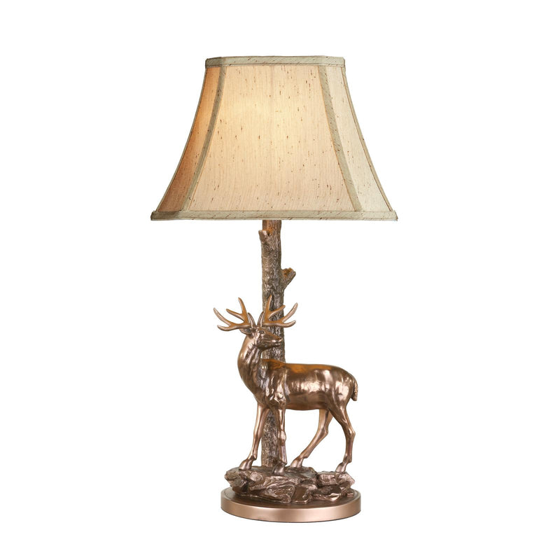 Dar Lighting Gulliver Deer Table Lamp in Aged Brass With Shade • GUL5545-X