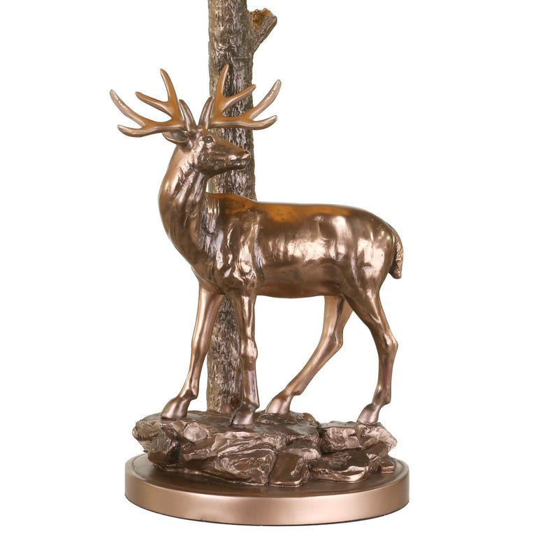 Dar Lighting Gulliver Deer Table Lamp in Aged Brass With Shade • GUL5545-X