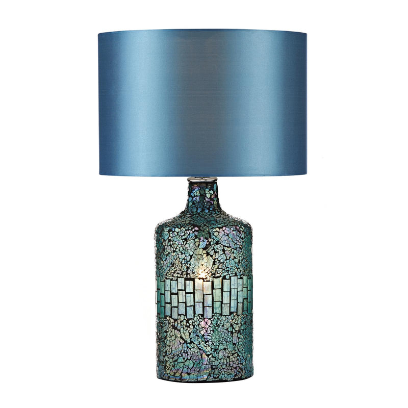 Dar Lighting Guru Table Lamp Blue Mosaic Dual Source With Shade • GUR4223