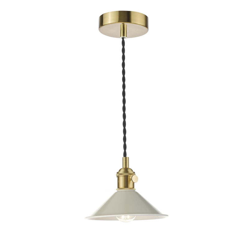 Dar Lighting Hadano 1 Light Pendant Natural Brass With Cashmere Shade • HAD0140-06