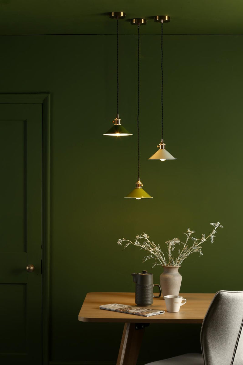 Dar Lighting Hadano 1 Light Pendant Natural Brass With Cashmere Shade • HAD0140-06