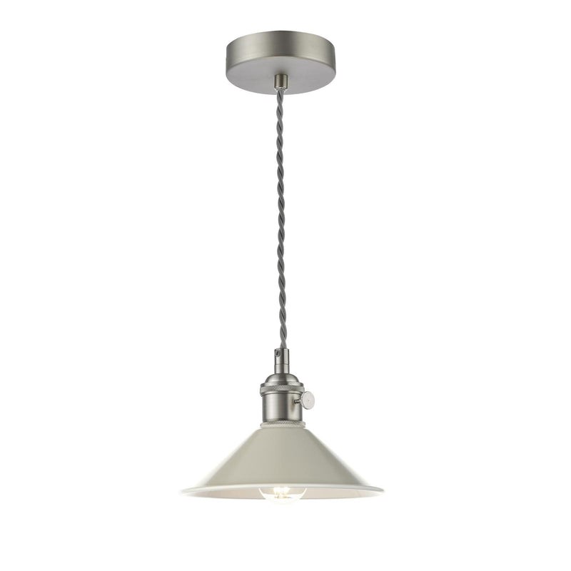 Dar Lighting Hadano 1 Light Pendant Antique Chrome With Cashmere Shade • HAD0161-06