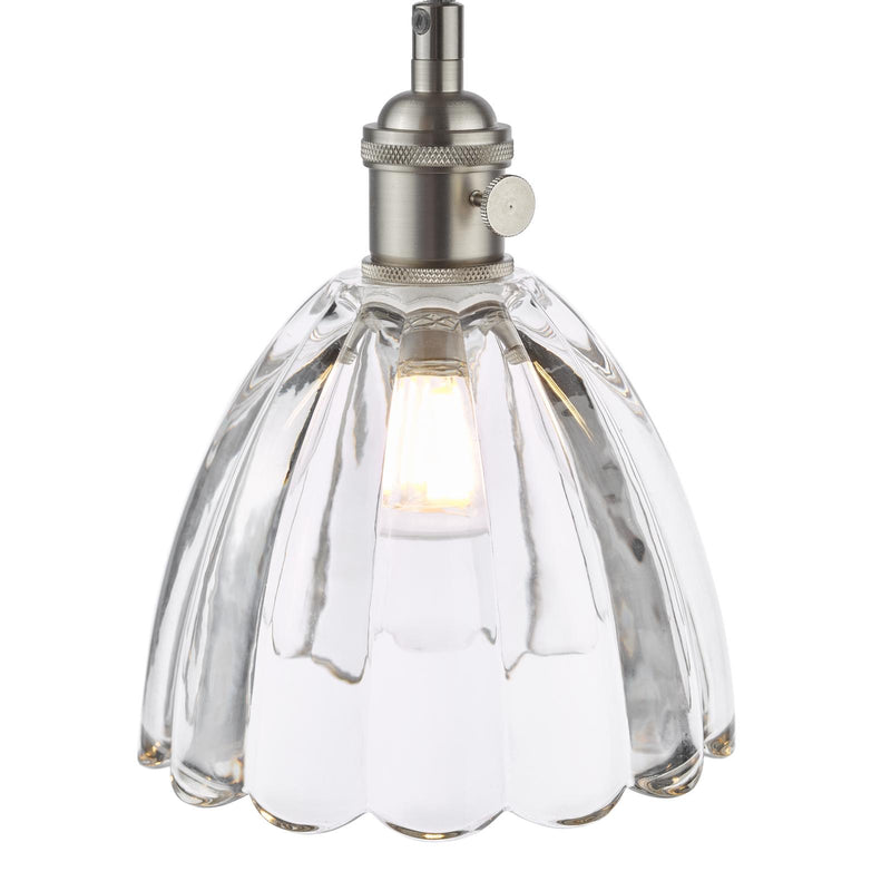 Dar Lighting Hadano Pendant Antique Chrome and Scalloped Bell Glass • HAD0161-11