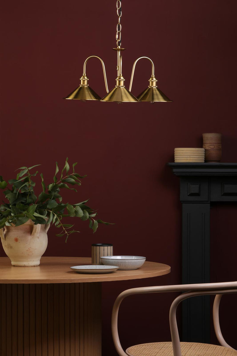Dar Lighting Hadano 3 Light Pendant Natural Brass and Aged Brass • HAD0340-01