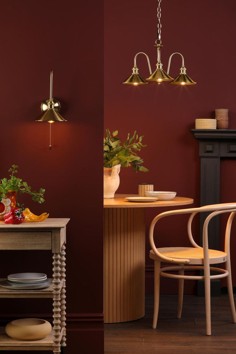 Dar Lighting Hadano 3 Light Pendant Natural Brass and Aged Brass • HAD0340-01