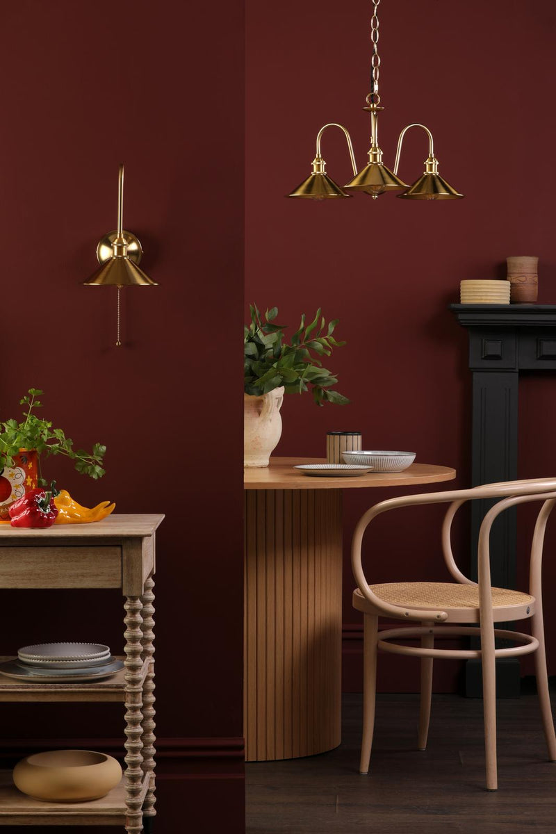 Dar Lighting Hadano 3 Light Pendant Natural Brass and Aged Brass • HAD0340-01