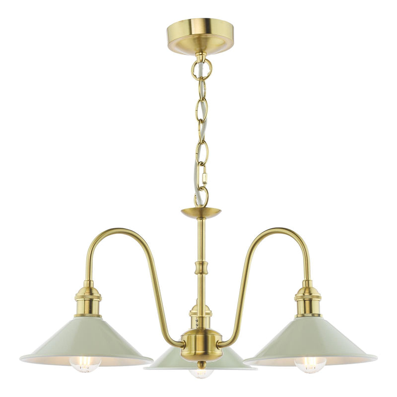 Dar Lighting Hadano 3 Light Pendant Natural Brass and Matt Taupe • HAD0340-06