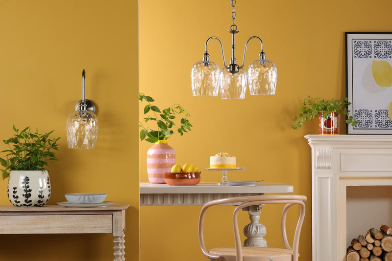 Dar Lighting Hadano 3 Light Pendant Antique Chrome and Glass • HAD0361-03