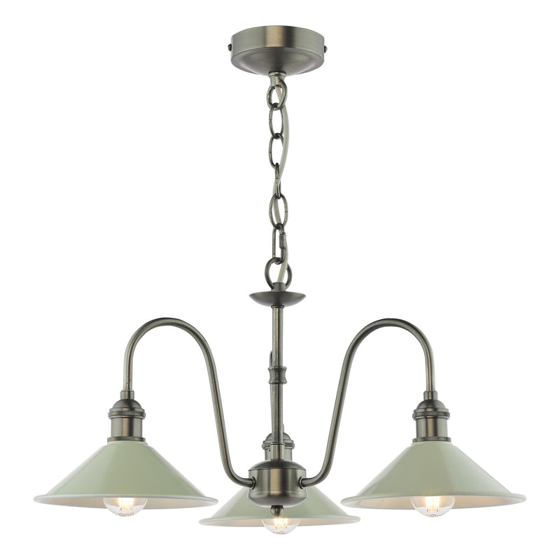 Dar Lighting Hadano 3 Light Pendant Antique Chrome and Matt Taupe • HAD0361-06