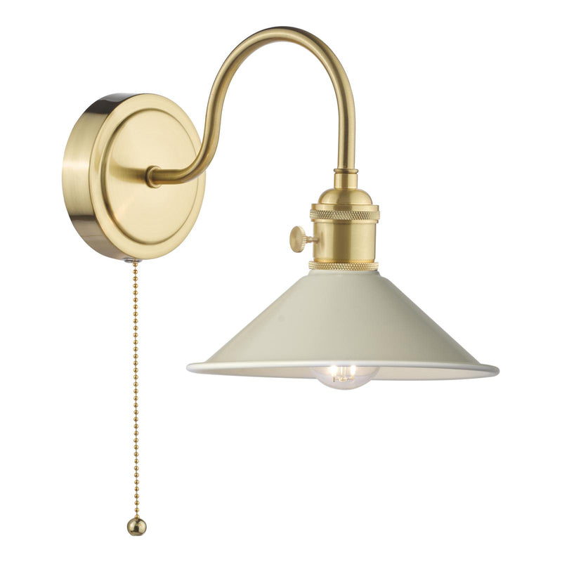 Dar Lighting Hadano Wall Light Natural Brass With Cashmere Shade • HAD0740-06