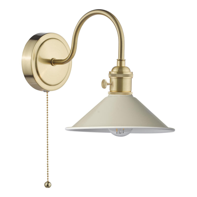 Dar Lighting Hadano Wall Light Natural Brass With Cashmere Shade • HAD0740-06