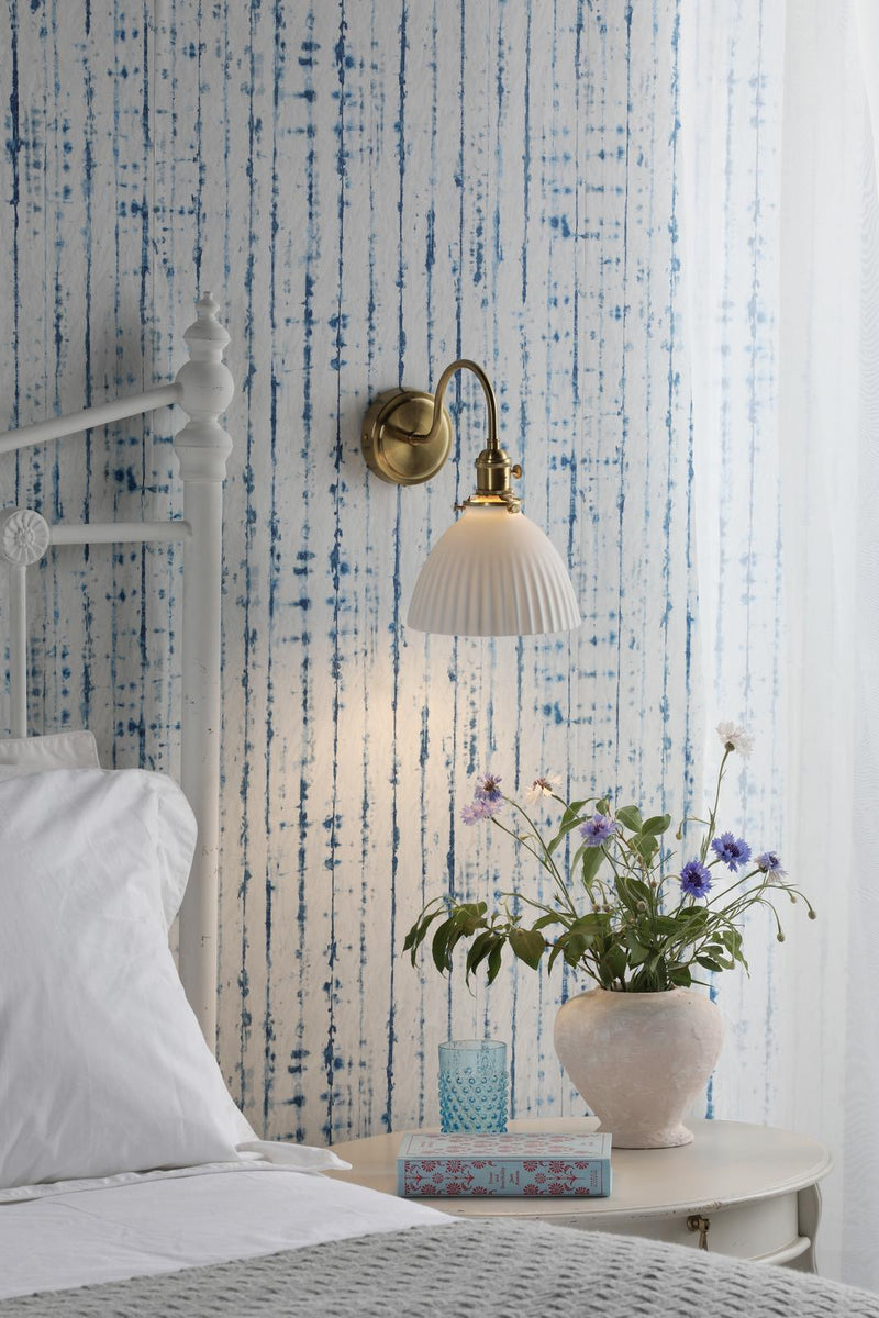 Dar Lighting Hadano Wall Light Natural Brass & Ceramic Domed Shade • HAD0740-09