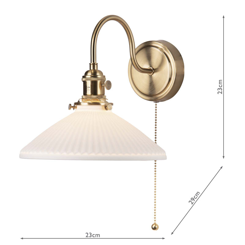 Dar Lighting Hadano Wall Light Natural Brass & Ceramic Shallow Shade • HAD0740-10