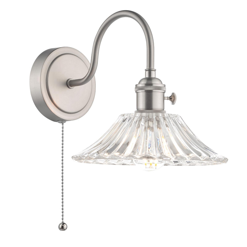 Dar Lighting Hadano Wall Light Antique Chrome With Clear Flared Glass shade • HAD0761-04