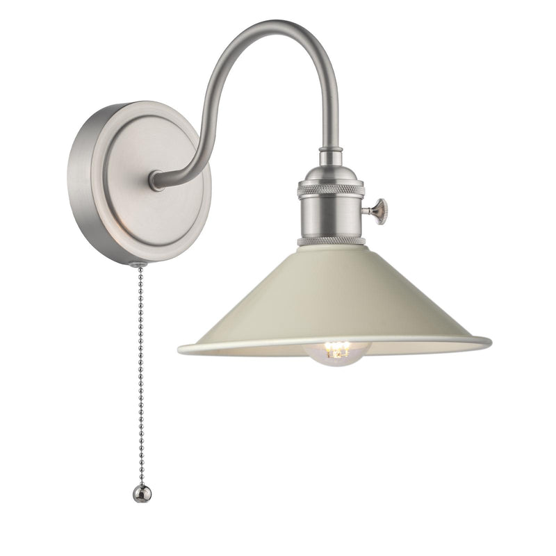 Dar Lighting Hadano Wall Light Antique Chrome With Cashmere Shade • HAD0761-06