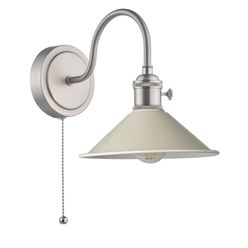 Dar Lighting Hadano Wall Light Antique Chrome With Cashmere Shade • HAD0761-06